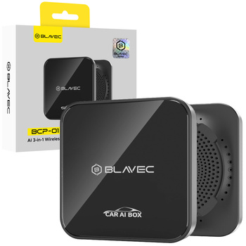 Blavec AI BOX Adapter Carplay Android Auto Kabellos BCP-01 Bluetooth Wifi + Kabel USB auf USB-C und USB-C auf USB-C - Schwarz