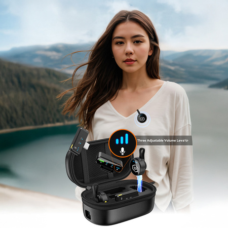 Blavec Kabelloses Krawattenmikrofon MK-02 ClipGo x2 fürs Telefon USB-C Lightning BT - Schwarz