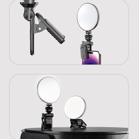 Blavec Lampa Pierścieniowa LED P-60 Aura Mini Selfie z Klipsem - Czarna