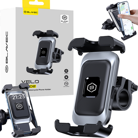 Blavec Fahrrad-/Motorradhalterung fürs Telefon BV-02 Velo für den Lenker - Silber-schwarz