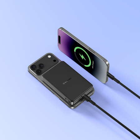 Blavec Magnetische Powerbank fürs Telefon BJ-05 Ultra Fast 10000 mAh 25W 2in1 kompatibel mit MagSafe USB-C - Schwarz