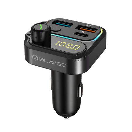 Blavec Transmiter FM Flash TR-01 MP3, Bluetooth - 2xUSB + Typ C - PD 36W QC3.0 18W (TFMFTR01-B) czarny