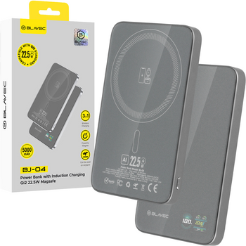 Blavec Power Bank 5000mAh BJ-04 Ultra Slim 7,8mm - Typ C - 22,5W magnetyczny indukcyjny Magsafe 3 w 1 (PBBJ04-MC5G) szary
