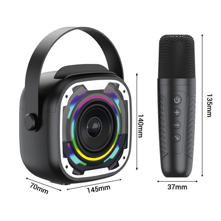 Blavec Kabelloser Lautsprecher Bluetooth WS-08 Karaoke Idol 8W mit 2 Mikrofonen - Schwarz