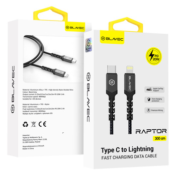 Kabel Typ C na Lightning do ładowania, 20W, 2,4A ( 3 m )