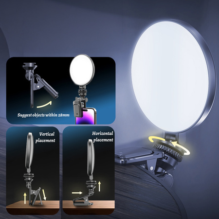 Blavec Lampa Pierścieniowa LED P-60 Aura Mini Selfie z Klipsem - Czarna