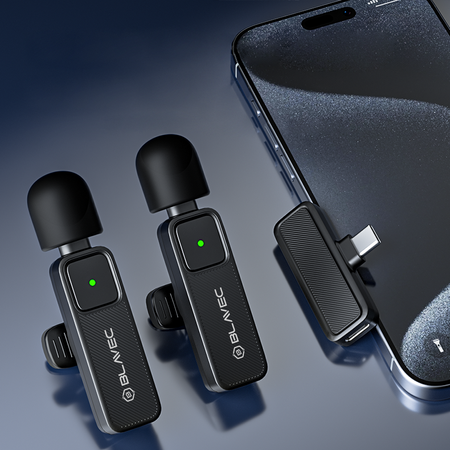 Blavec Kabelloses Krawattenmikrofon MK-01 ClipGo x2 fürs Telefon USB-C - Schwarz