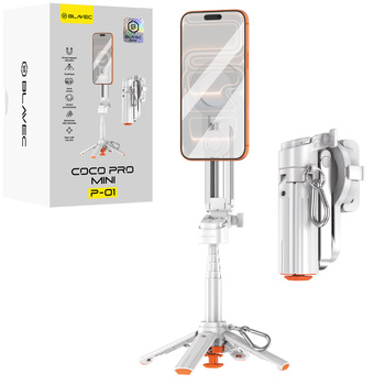 Blavec Selfie-Stick Aluminium Coco PRO Mini P-01 MagSafe Auto Pop Quadripod + Fernauslöser + Halterung 0,48 m - Weiß