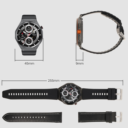 Blavec Smartwatch U-02 Kenzo HD AMOLED Voice Call + 1 Armband - Schwarz