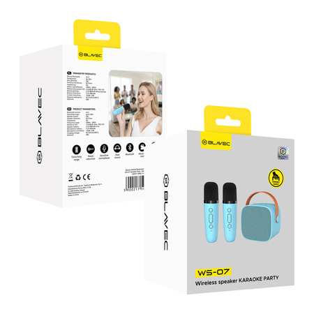 Blavec Kabelloser Lautsprecher Bluetooth WS-07 Karaoke Party 5W mit 2 Mikrofonen - Blau