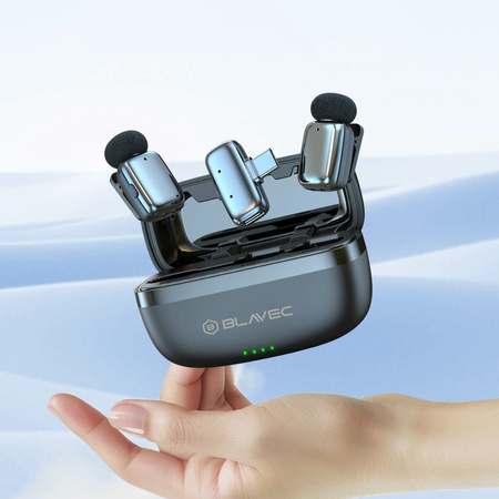 Blavec Kabelloses Krawattenmikrofon MK-03 ClipGo x2 fürs Telefon USB-C - Silber