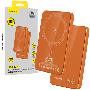 Blavec Magnetische Powerbank fürs Telefon BJ-04 5000 mAh 22,5W 3in1 kompatibel mit MagSafe USB-C - Orange Glas