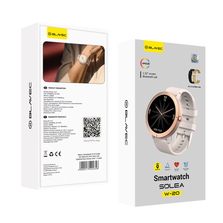 Blavec Smartwatch W-20 Solea HD AMOLED GPS Voice Call (SWW20-RG) różowe złoto + 2 paski