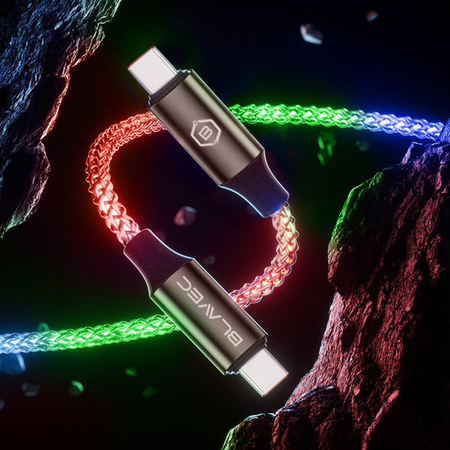 Blavec Kabel Neon USB-C auf USB-C PD 60W 3A 1 m Leuchtend RGB