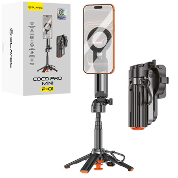 Blavec Selfie-Stick Aluminium Coco PRO Mini P-01 MagSafe Auto Pop Quadripod + Fernauslöser + Halterung 0,48 m - Schwarz
