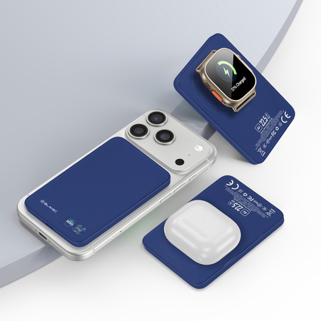 Blavec Magnetische Powerbank fürs Telefon BJ-04 5000 mAh 22,5W 3in1 kompatibel mit MagSafe USB-C - Marineblau Glas