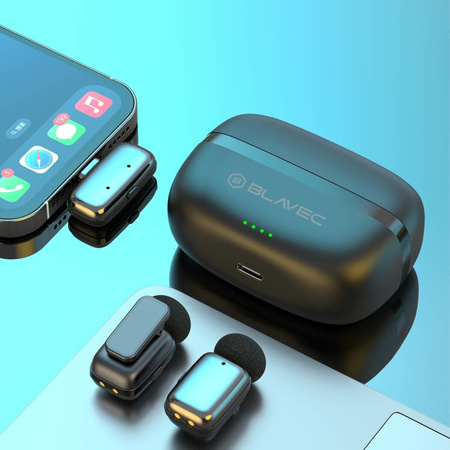 Blavec Kabelloses Krawattenmikrofon MK-03 ClipGo x2 fürs Telefon USB-C - Silber