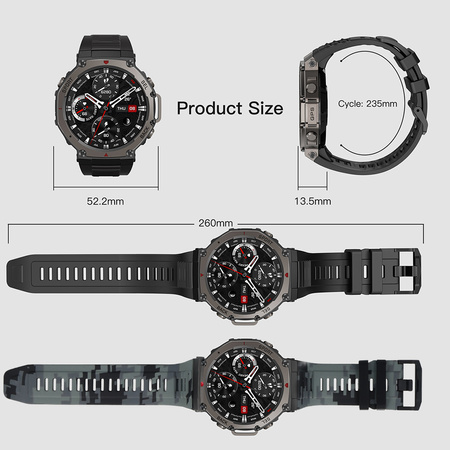 Blavec Smartwatch M-04 AMOLED GPS Voice Call + 1 Armband - Graphit