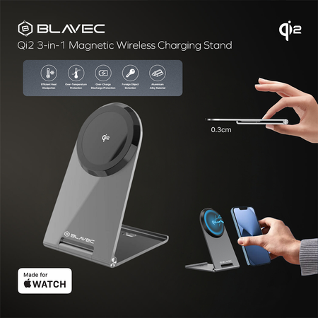 Blavec Induktives Ladegerät BQI-01 Qi2 15W Magnetisch kompatibel mit MagSafe - Silber