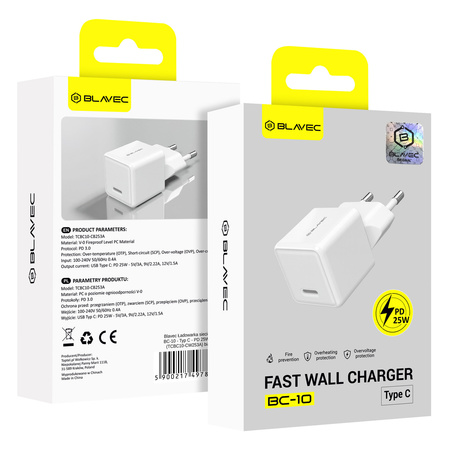 Blavec Netzladegerät BC-10 USB-C PD 25W 3A - Weiß