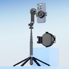 Blavec Selfie-Stick Aluminium Fusion P06 kompatibel mit MagSafe Tripod + Fernbedienung + Befestigung 1,34 m - Schwarz