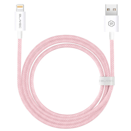 Blavec Candy kabel w oplocie - USB na Lightning - 2,4A 3 metry (CCA-UL24P30) różowy