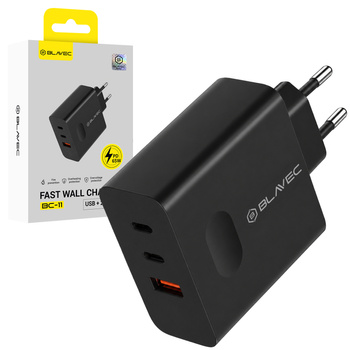 Blavec Ładowarka Sieciowa BC-11 GaN USB + 2xUSB-C QC PD 65W 3A - Czarna