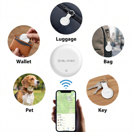 Blavec Lokalizator GPS Tag BTG-01 - Bluetooth Tracker Dual Apple & Android (BTBTG01-W) biały