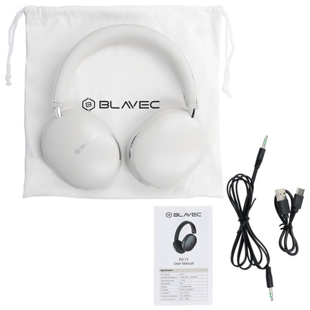 Blavec Słuchawki nauszne Bluetooth BO-13 Bass Aceonix ANC (BO13-W) białe