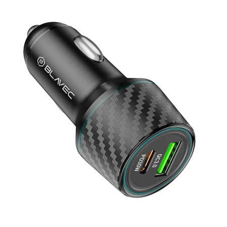 Blavec Ładowarka samochodowa Carbon - Typ C + USB - PD 48W 3A