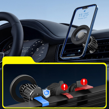 Blavec Autohalterung fürs Telefon BH-16A Carbon Magnetisch kompatibel mit MagSafe fürs Lüftungsgitter - Schwarz