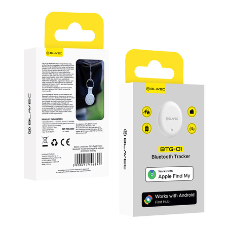 Blavec Lokalizator GPS Tag BTG-01 - Bluetooth Tracker Dual Apple & Android (BTBTG01-W) biały