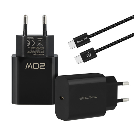 Blavec Netzladegerät BC-9 USB-C PD 20W 3A mit USB-C-Kabel - Schwarz
