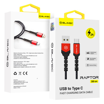 Kabel USB na Typ C do ładowania, 2A ( 3 m )