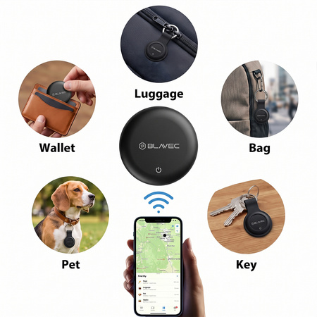 Blavec Lokalizator GPS Tag BTG-03 - Bluetooth Tracker Dual Apple & Android (BTBTG03-B4) czarny - 4 sztuki