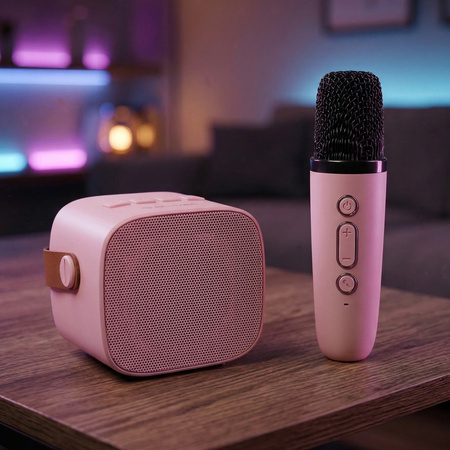 Blavec Kabelloser Lautsprecher Bluetooth WS-07 Karaoke Party 5W mit 2 Mikrofonen - Rosa