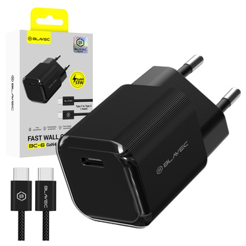 Blavec Netzladegerät BC-6 GaN4 USB-C PD QC 33W 3A mit USB-C-Kabel - Schwarz