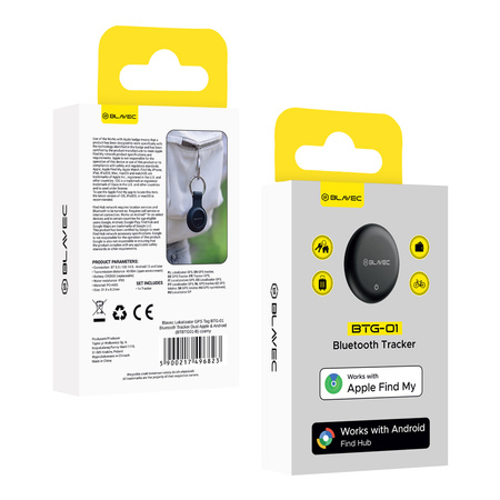 Blavec Lokalizator GPS Tag BTG-01 - Bluetooth Tracker Dual Apple & Android (BTBTG01-B) czarny
