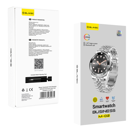 Blavec Smartwatch M-02 Business AMOLED Full Touch Voice Call - Silber