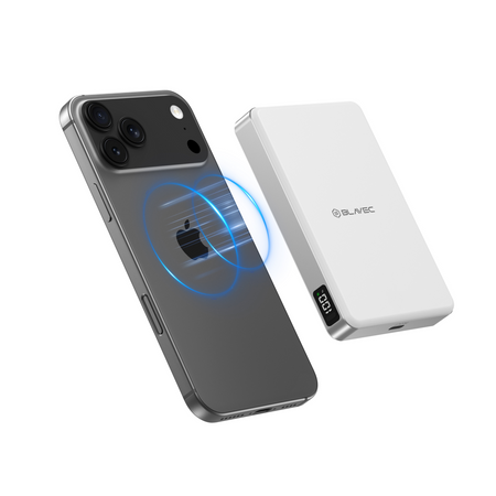 Blavec Magnetische Powerbank fürs Telefon BJ-05 Ultra Fast 10000 mAh 25W 2in1 kompatibel mit MagSafe USB-C - Weiß