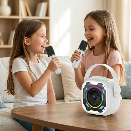 Blavec Kabelloser Lautsprecher Bluetooth WS-08 Karaoke Idol 8W mit 2 Mikrofonen - Weiß
