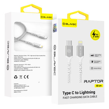 Blavec Kabel USB-C auf Lightning zum Laden 20W 2,4A 0,5 m