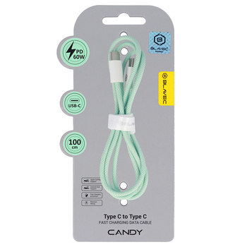 Blavec Kabel Candy mit Geflecht USB-C auf USB-C PD 60W 3A 1 m - Grün
