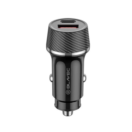 Blavec Autoladegerät BS-03B-C Carbon - USB + Typ C - QC 3.0 48W mit Kabel Typ C auf Typ C (CCBS03BC-UCB) schwarz