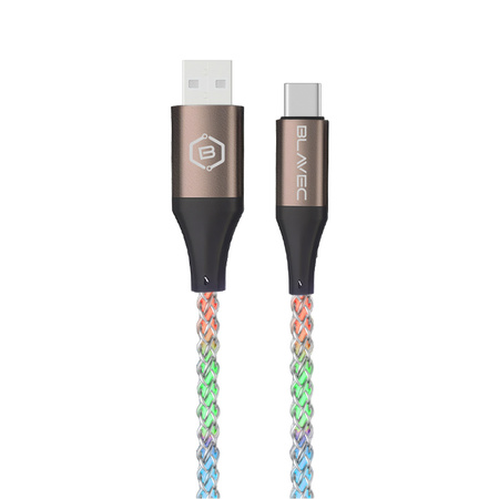 Blavec Kabel Neon USB auf USB-C QC 3.0 60W 3A 1 m Leuchtend RGB