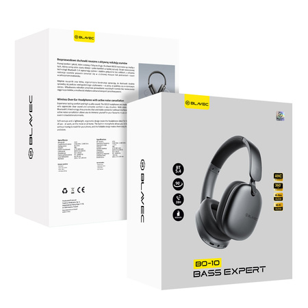 Blavec Słuchawki nauszne Bluetooth BO-10 Bass Expert ANC (BO10-B) czarne
