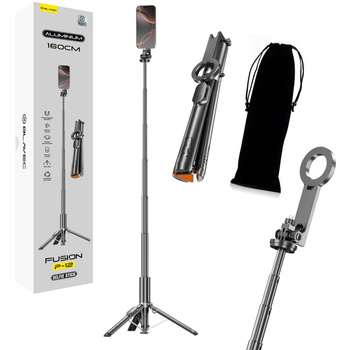 Blavec Selfie-Stick Aluminium Fusion P-12 MagSafe Auto Pop Tripod + Fernauslöser 1,60 m - Schwarz