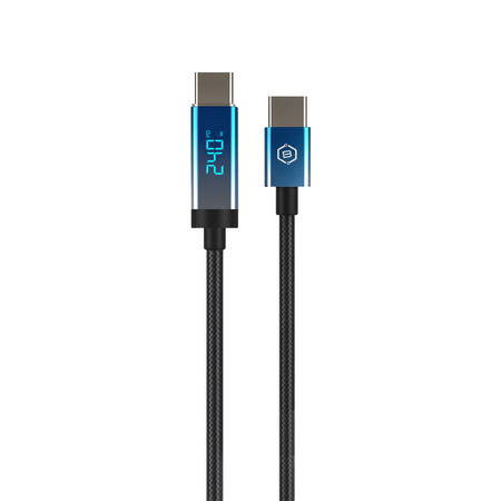Blavec Velox Kabel geflochten - Typ C auf Typ C - PD 240W 5A LED-Display 1,2 Meter Apple CarPlay/Android Auto (CVE-CC5B12) schwarz