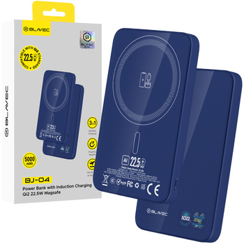 Blavec Magnetische Powerbank fürs Telefon BJ-04 5000 mAh 22,5W 3in1 kompatibel mit MagSafe USB-C - Marineblau Glas