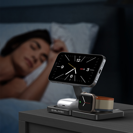 Blavec Induktives Ladegerät BQI-02 Qi 15W 3-in-1 Magnetisch kompatibel mit MagSafe - Schwarz